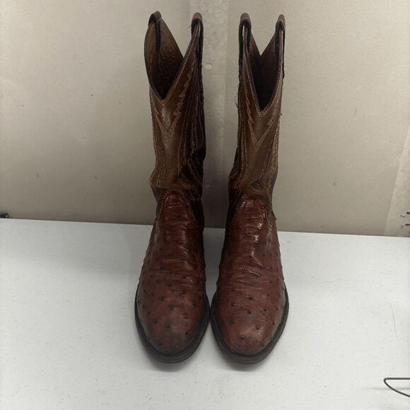 Lucchese 2000 Brown Full Quill Ostrich Cowboy Roper Boots Brown Mens 9.5 D - Picture 3 of 11